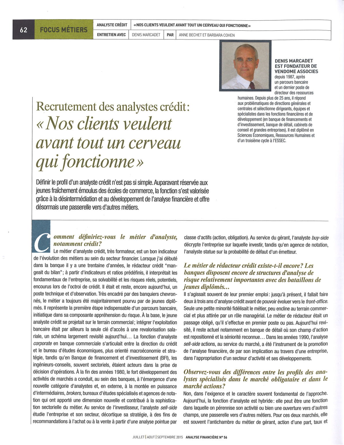 SFAF_AnalistesCredit _revue analyse financière 2 Denis Marcadet un cerveau qui fonctionne