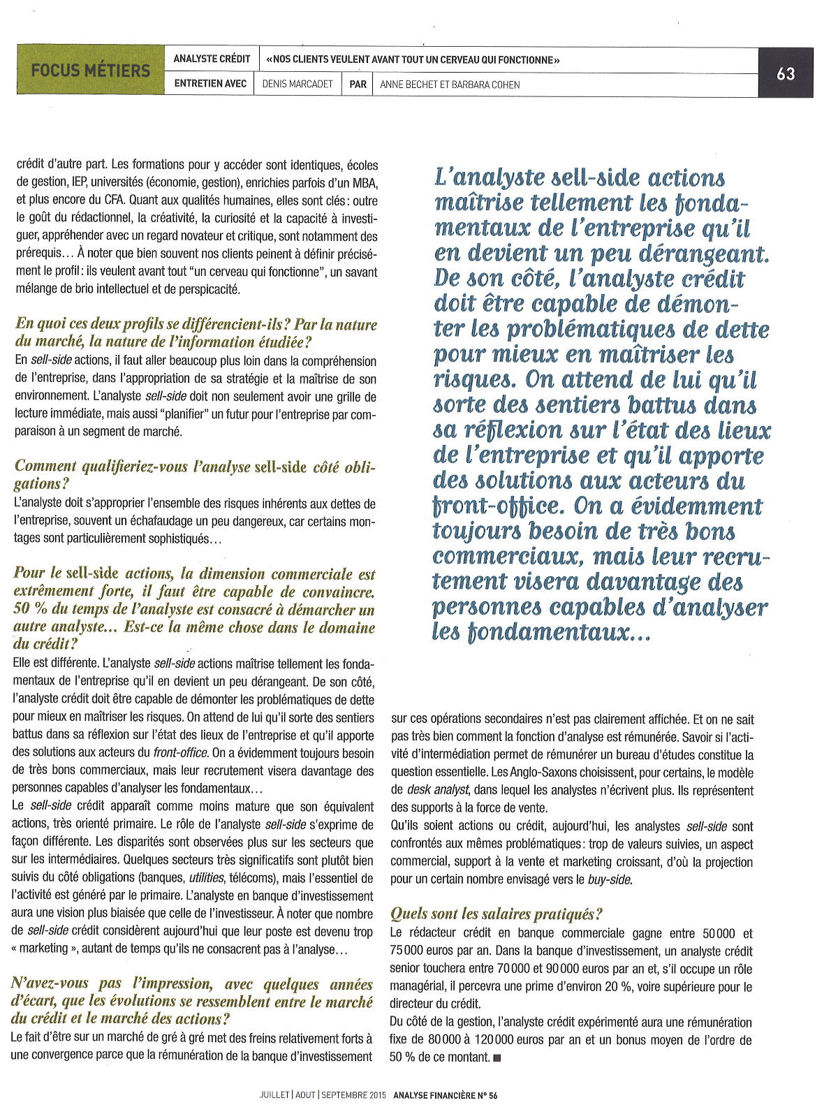 SFAF_AnalistesCredit _revue analyse financière