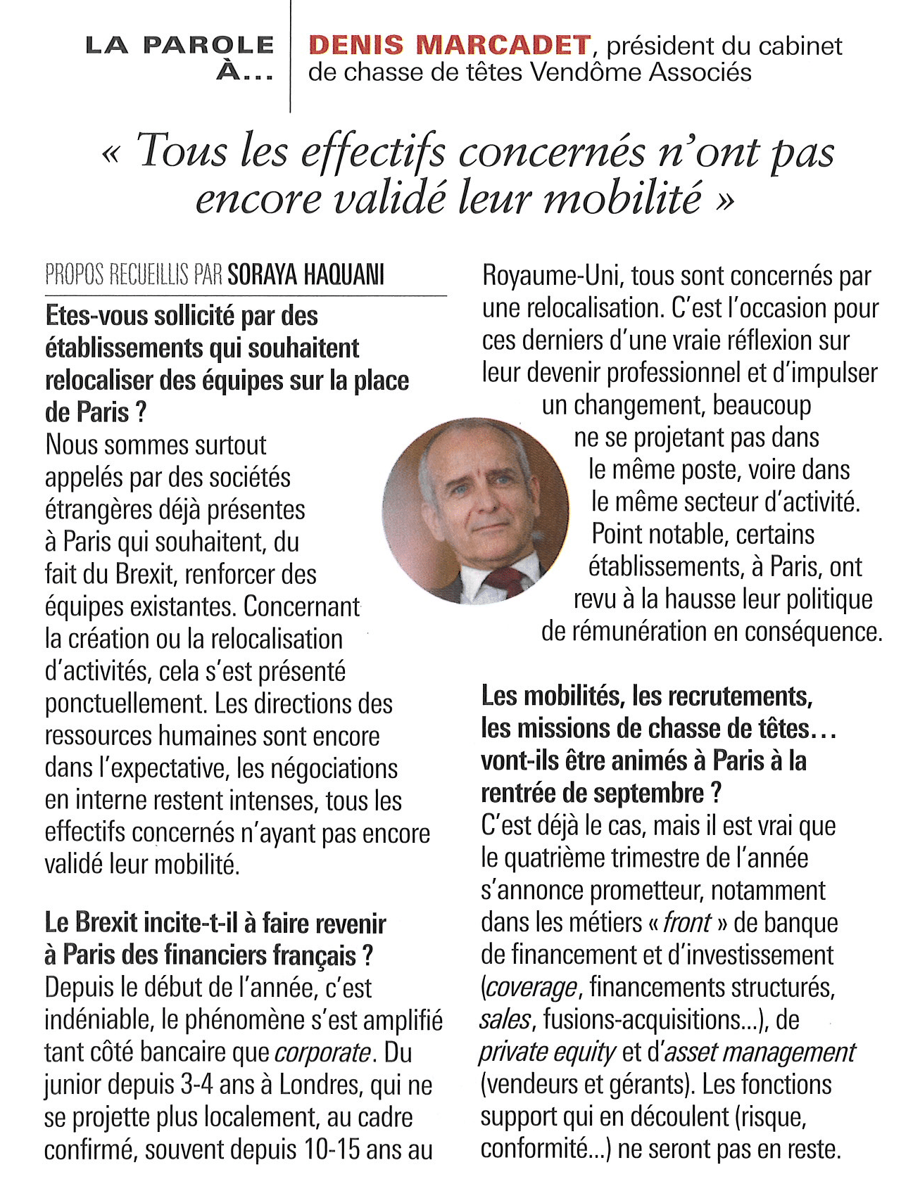 La parole à Denis Marcadet